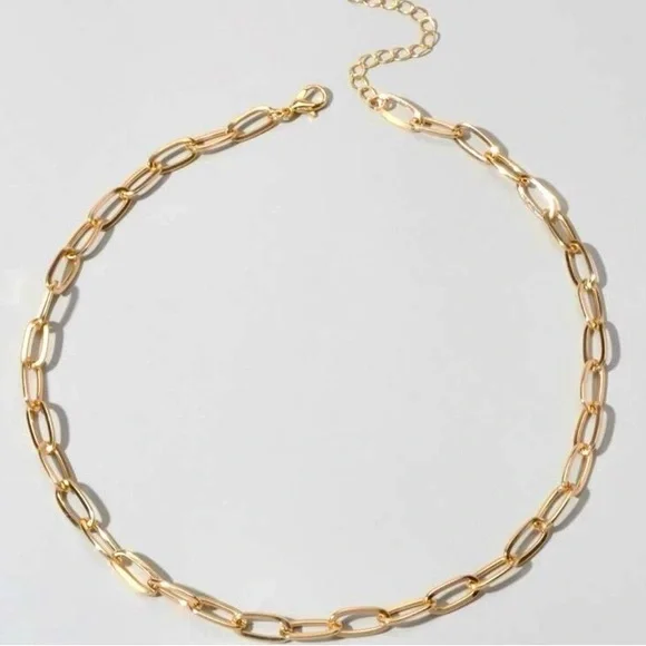 Chunky gold chain link necklace 16” long with 2-3/4” extender & lobster clasp - Picture 2 of 2